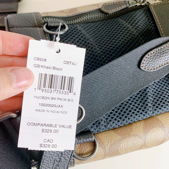 Coach CB928 Hudson Small Pack In Signature Canvas Gunmetal/Khaki/Black - Picture 8 of 8